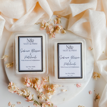 Load image into Gallery viewer, SAKURA BLOSSOM &amp; PATCHOULI | Preserved Pink Delphinium Infused Wax Melts
