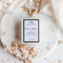 Load image into Gallery viewer, SAKURA BLOSSOM &amp; PATCHOULI | Preserved Pink Delphinium Infused Wax Melts
