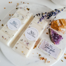 Load image into Gallery viewer, HONEY LAVENDER &amp; AMBER GLOW | Lavender, Amethyst &amp; Citrine Crystal Infused Wax Melts
