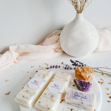 Load image into Gallery viewer, HONEY LAVENDER &amp; AMBER GLOW | Lavender, Amethyst &amp; Citrine Crystal Infused Wax Melts
